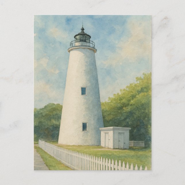 Ocracoke Lighthouse Watercolor Postcard (Front)