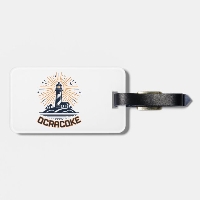 Ocracoke North Carolina Lighthouse Sunrise Luggage Tag (Back Horizontal)