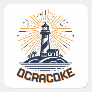 Ocracoke North Carolina Lighthouse Sunrise Square Sticker