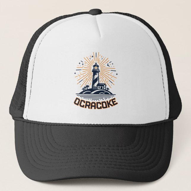 Ocracoke North Carolina Lighthouse Sunrise Trucker Hat (Front)