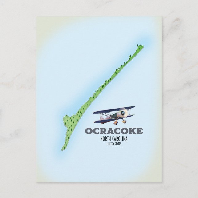 Ocracoke North Carolina USA map Postcard (Front)