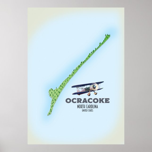 Ocracoke North Carolina USA map Poster (Front)