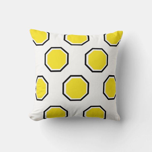 Octagon Pillow in Yellow and Black (Front)