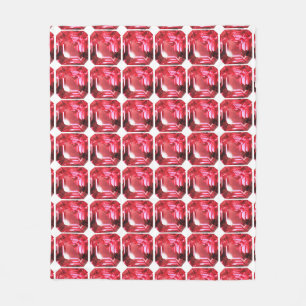 Octagon shaped Ruby Gemstone July Birthstone Red Fleece Blanket