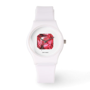 Octagon shaped Ruby Gemstone July Birthstone Red Watch