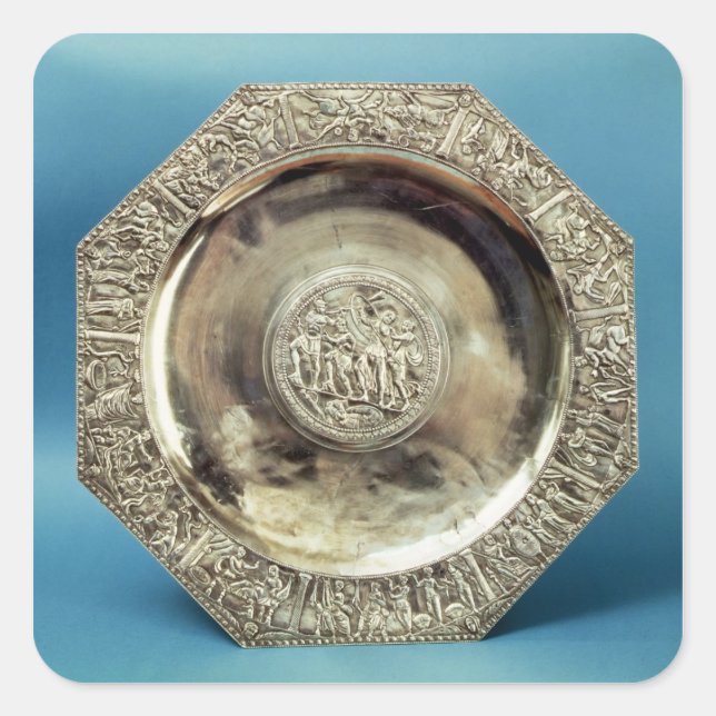 Octagonal Dish from Kaiseraugst, Roman Square Sticker (Front)