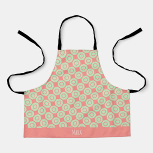 Octagons Peach White Minimal Pattern Apron