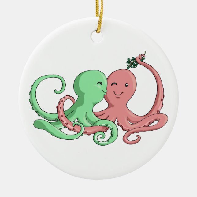 Octi Mistletoe Ceramic Ornament (Front)