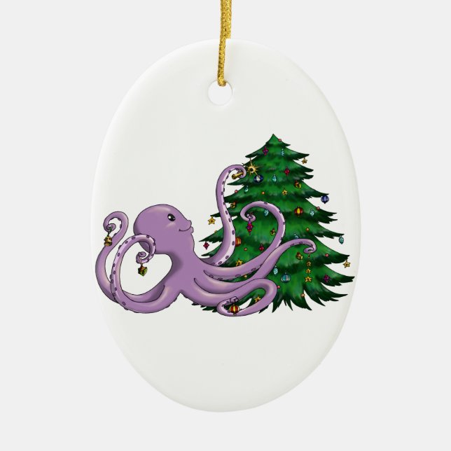 Octi Tree Ceramic Ornament (Front)