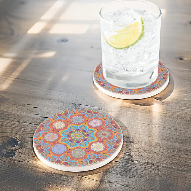 Octo brightener arabesque Moorish red style  Coaster (Creator Uploaded)