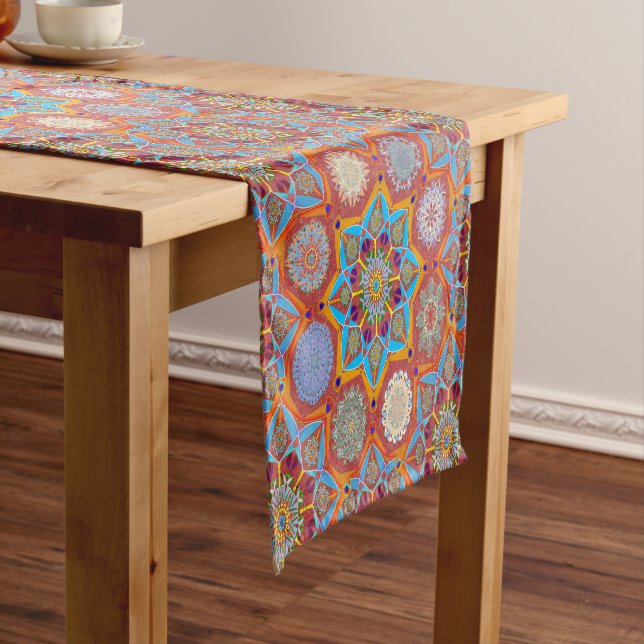 Octo brightener arabesque Moorish Red style Medium Table Runner (In Situ)