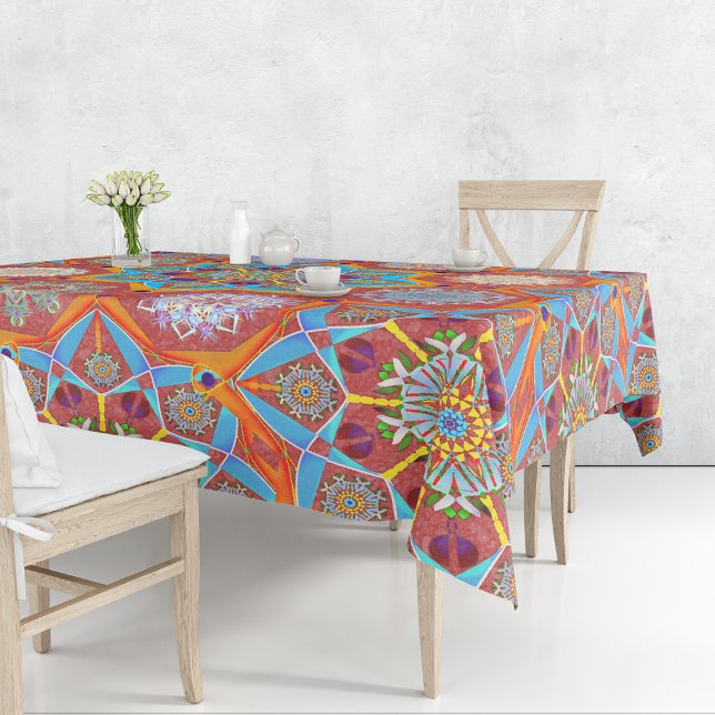 Octo brightener arabesque Moorish red style  Tablecloth (Creator Uploaded)