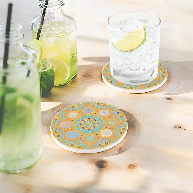 Octo brightener arabesque Moorish tangerine style  Coaster (Creator Uploaded)