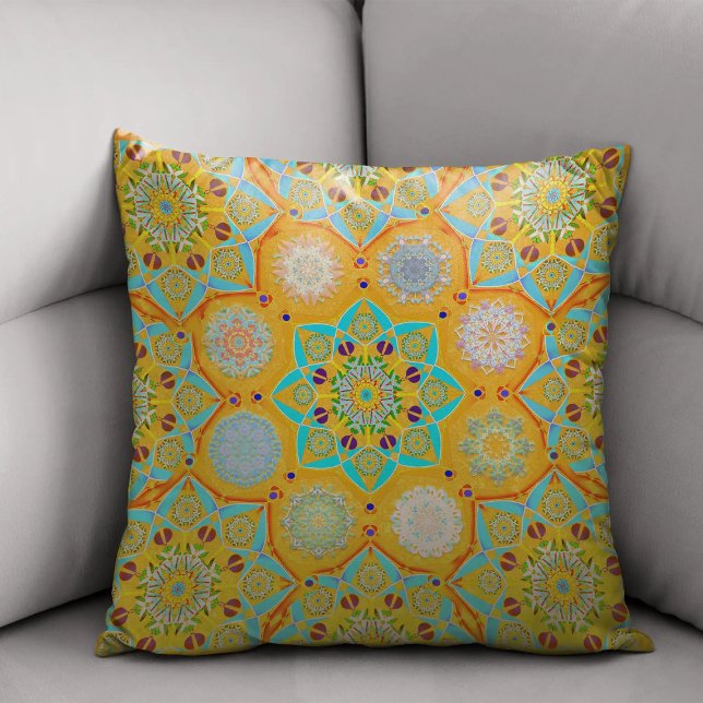 Octo brightener arabesque Moorish tangerine style  Cushion (Creator Uploaded)