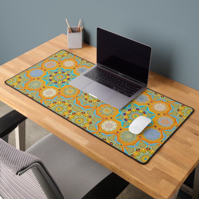 Octo brightener arabesque Moorish tangerine style  Desk Mat (Office 2)