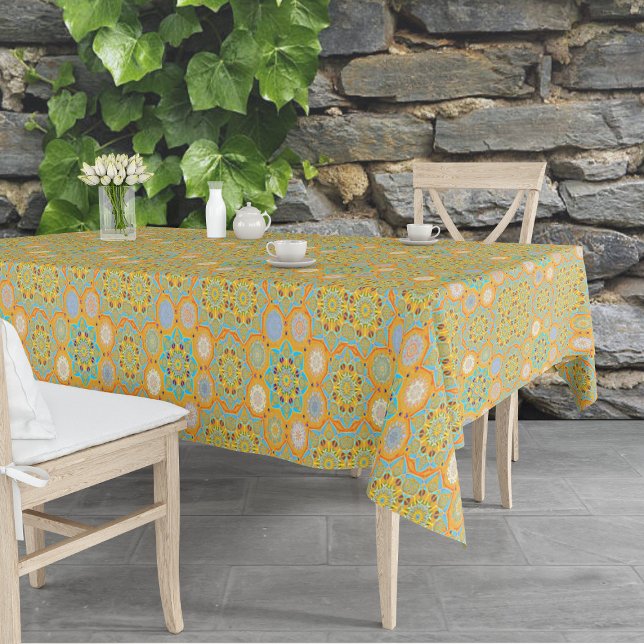Octo brightener arabesque Moorish tangerine style  Tablecloth (Creator Uploaded)