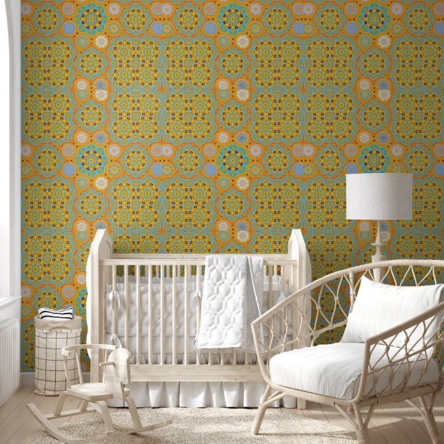 Octo brightener arabesque moorish tangerine wallpaper (Kids)
