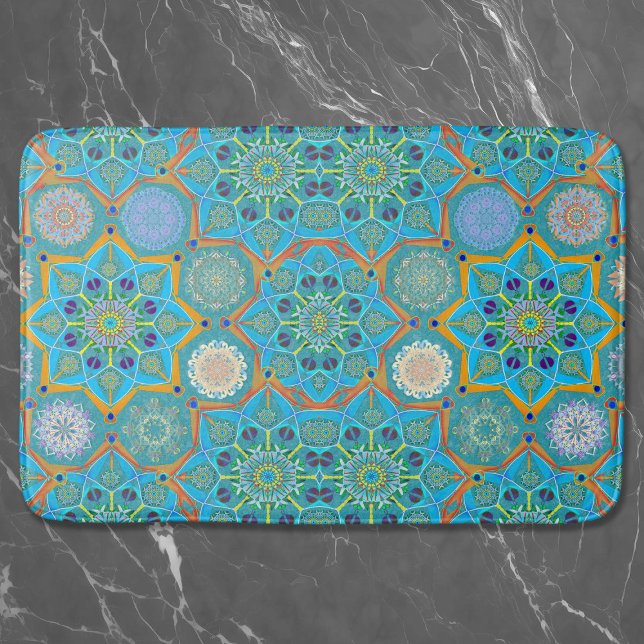 Octo brightener arabesque Moorish turquoise style Bath Mat (Creator Uploaded)