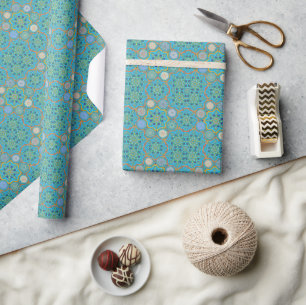 Octo brightener arabesque Moorish turquoise style  Wrapping Paper