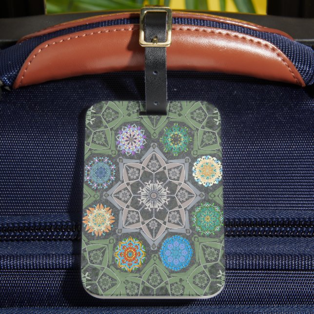 Octo brightener arabesque Stone Green Style Luggage Tag (Front Insitu 2)
