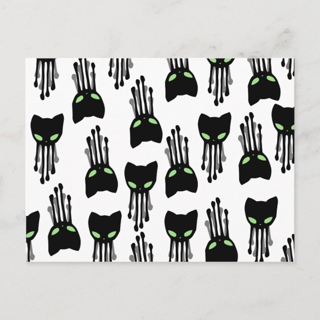 Octo-cat-octopus-cat-black-tenticles-pattern Postcard (Front)