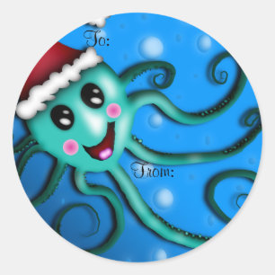Octo Claus, gift tag