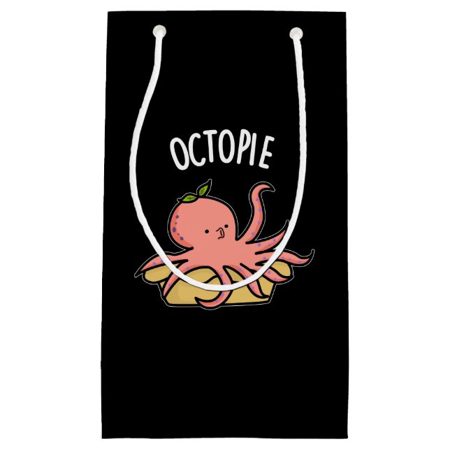 Octo-pie Funny Octopus Pie Pun Dark BG Small Gift Bag (Front)