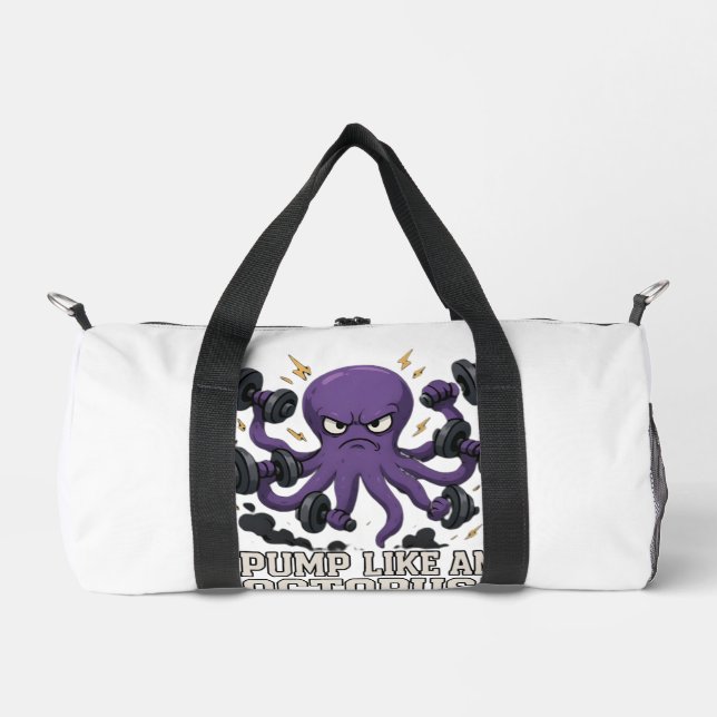 Octo Pump Gym Bag | Angry Octopus Fitness Design (Front)