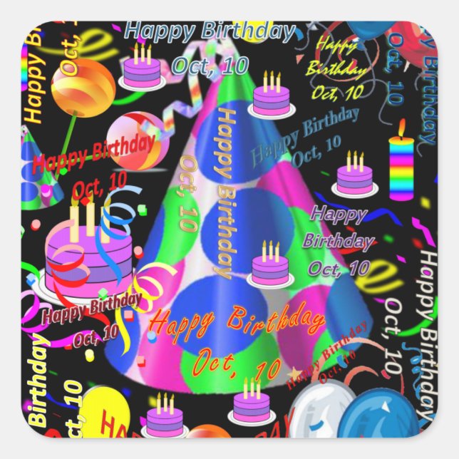 October, 10 Kids Birthday Stickers (Front)