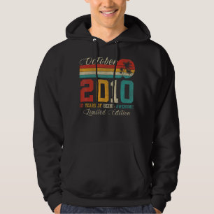 October 12 Year Old Vintage 2010 12th Birthday Hoodie