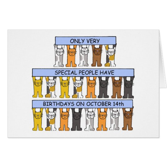 October 14th Birthday Cats Card