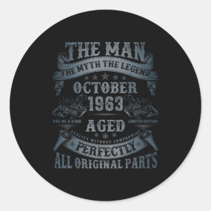October 1963 62 Year Old Bday For Men 62nd Birthda Classic Round Sticker