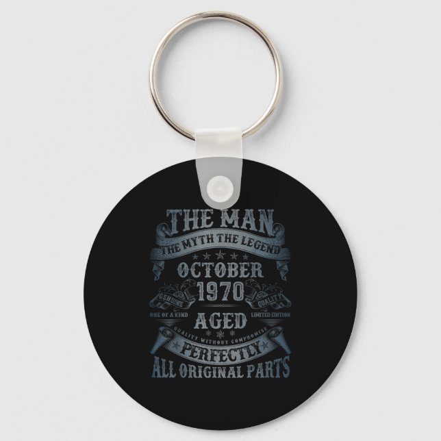 October 1970 55 Year Old Bday For Men 55th Birthda Key Ring (Front)