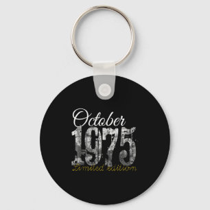 October 1975 Tee 50 Year Old Shirt 1975 50th Birth Key Ring