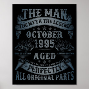 October 1995 30 Year Old Bday For Men 30th Birthda Poster