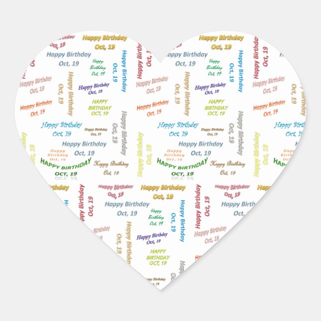 October, 19 Birthday Sticker (Front)