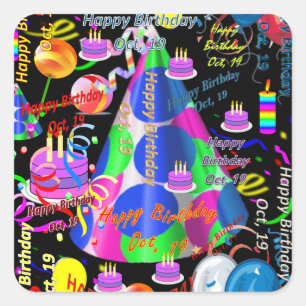 October, 19 Kids Birthday Stickers