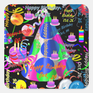 October, 26 Kids Birthday Stickers