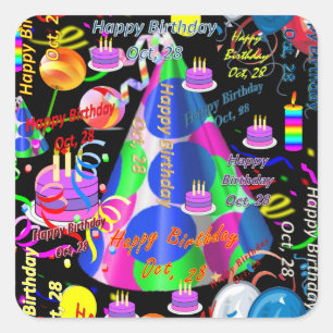 October, 28 Kids Birthday Stickers