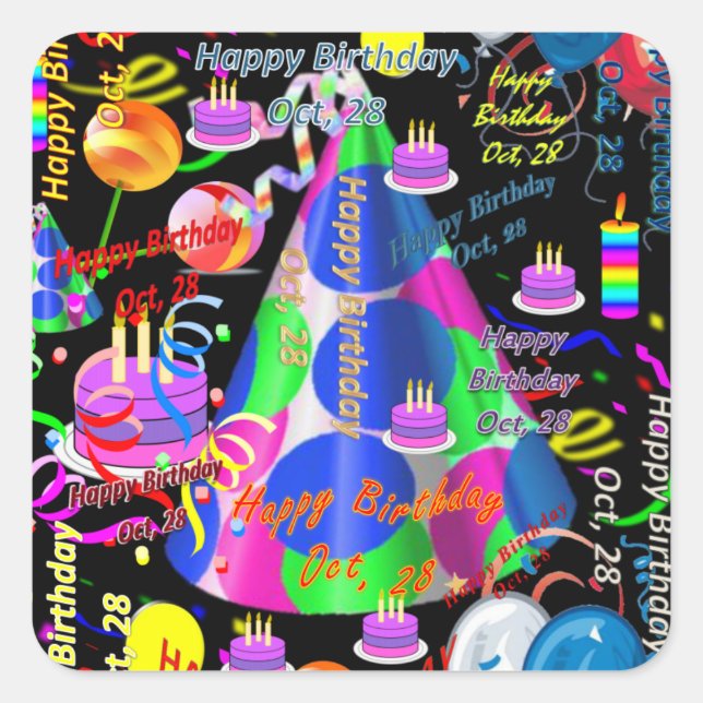 October, 28 Kids Birthday Stickers (Front)