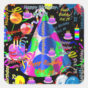 October, 29 Kids Birthday Stickers
