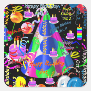 October, 2 Kids Birthday Stickers
