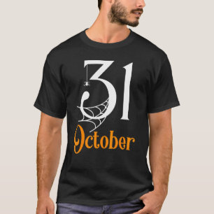 October 31 Spooky Halloween Spider And Web T-Shirt