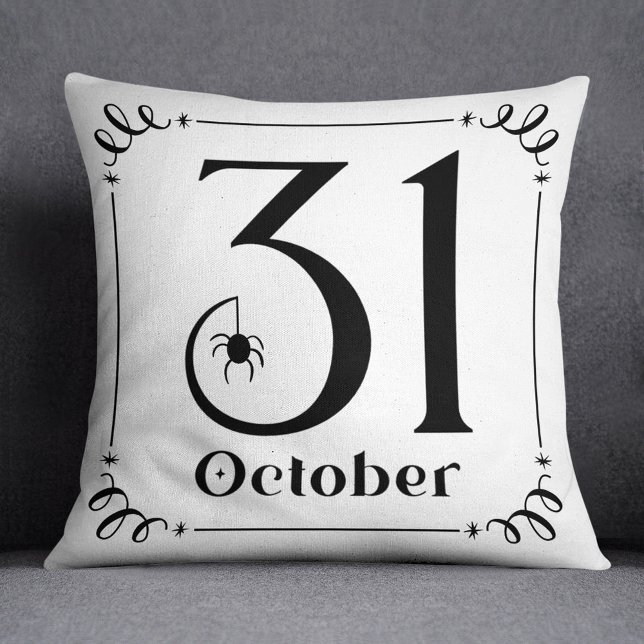 October 31st Black and White Halloween Typography Cushion (Creator Uploaded)