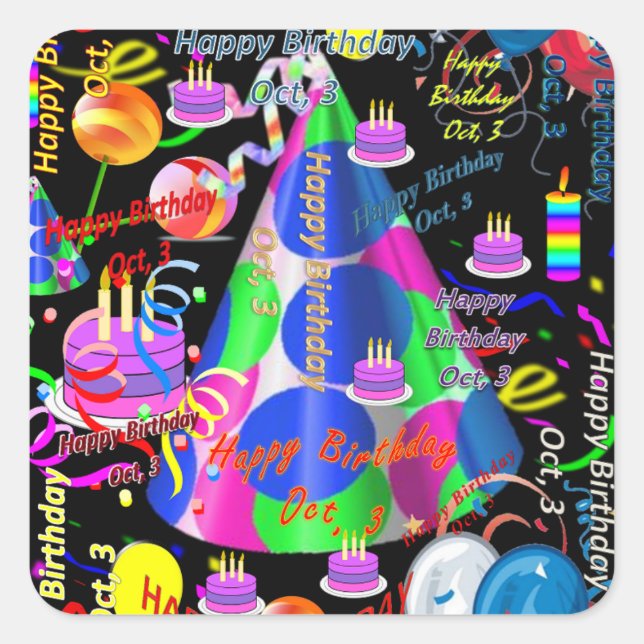 October, 3 Kids Birthday Stickers (Front)