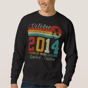 October 8 Year Old Vintage 2014 8th Birthday Sweatshirt