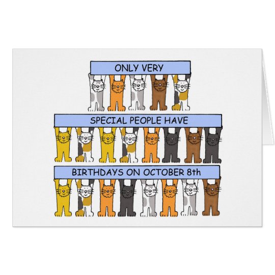October 8th Birthday Cats Card