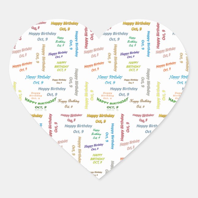 October, 9 Birthday Sticker (Front)