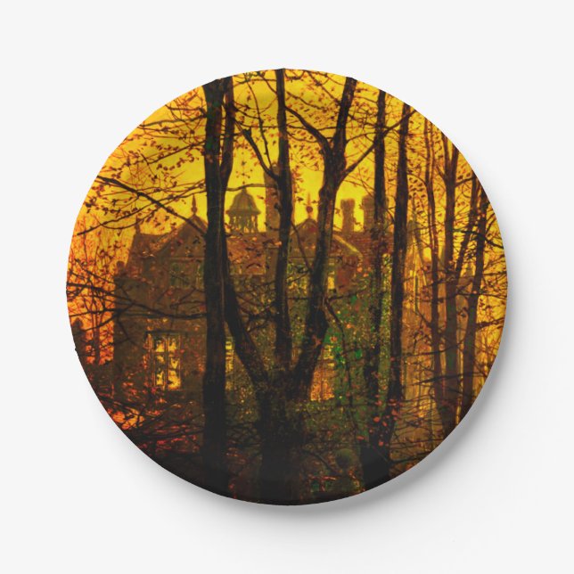 October Afterglow John Atkinson Grimshaw Paper Plate (Front)