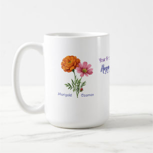 October Aunt Birth Flower Pink/OrangePersonalize Coffee Mug